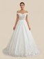 A-Line Off Shoulder Lace And Tulle Maxi Long Wedding Dresses Online