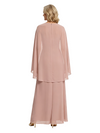 Modern Jewel Mother Of The Groom Dress Chiffon A-Line Gown With Attached Sheer Cape