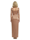 Chic Square Neck Mother Of The Bride Dress Satin Sheath Gown Half Sleeves With Bow