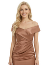 Off The Shoulder Mother Of The Groom Gown Satin Ruched Mermaid Dress