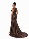 ChicSew Unique Lace Applique Illusion Soft Satin Mermaid Maxi Bridesmaid Dresses
