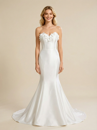 Mermaid Sweetheart Sleeveless Maxi Long Satin Wedding Dresses Online