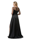 Chicsew Modern Illusion Half Sleeves Mother Of The Bride Dresses Satin A-Line Side Slit Overskirt With Rosette