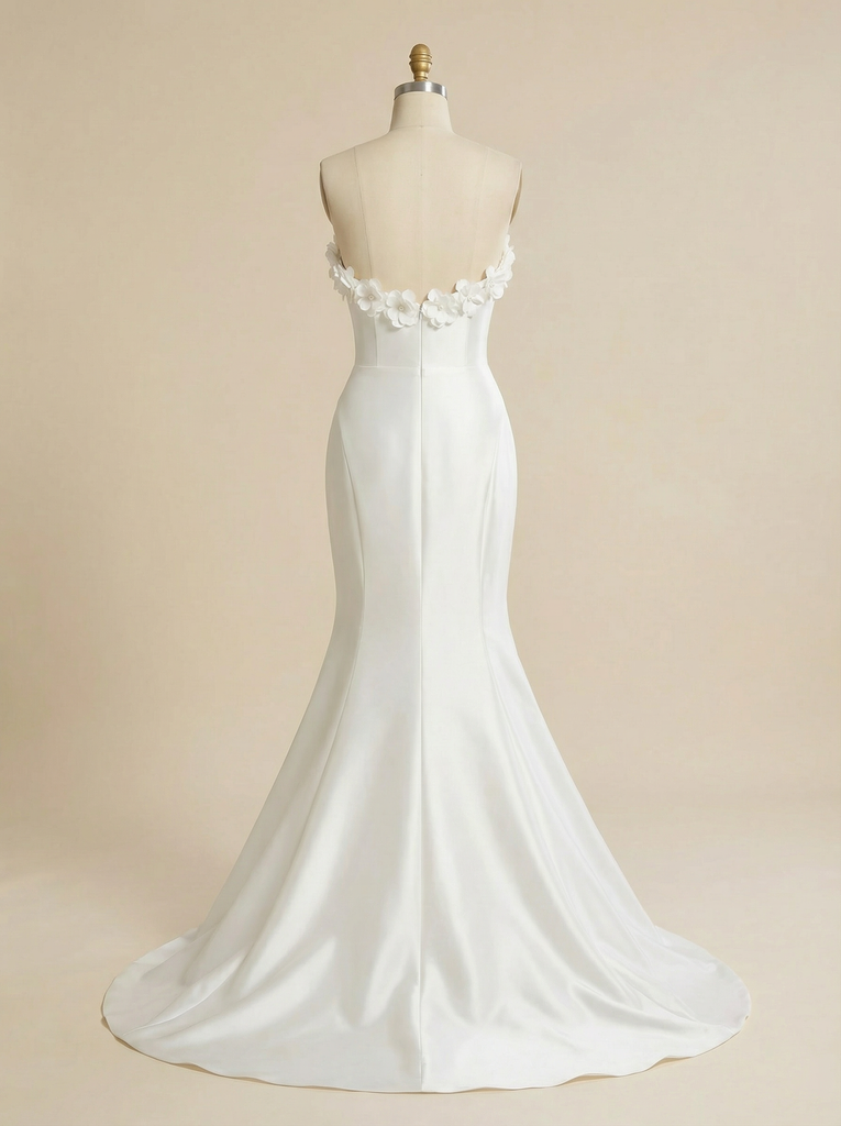 Mermaid Sweetheart Sleeveless Maxi Long Satin Wedding Dresses Online