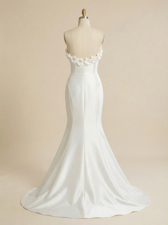 Mermaid Sweetheart Sleeveless Maxi Long Satin Wedding Dresses Online