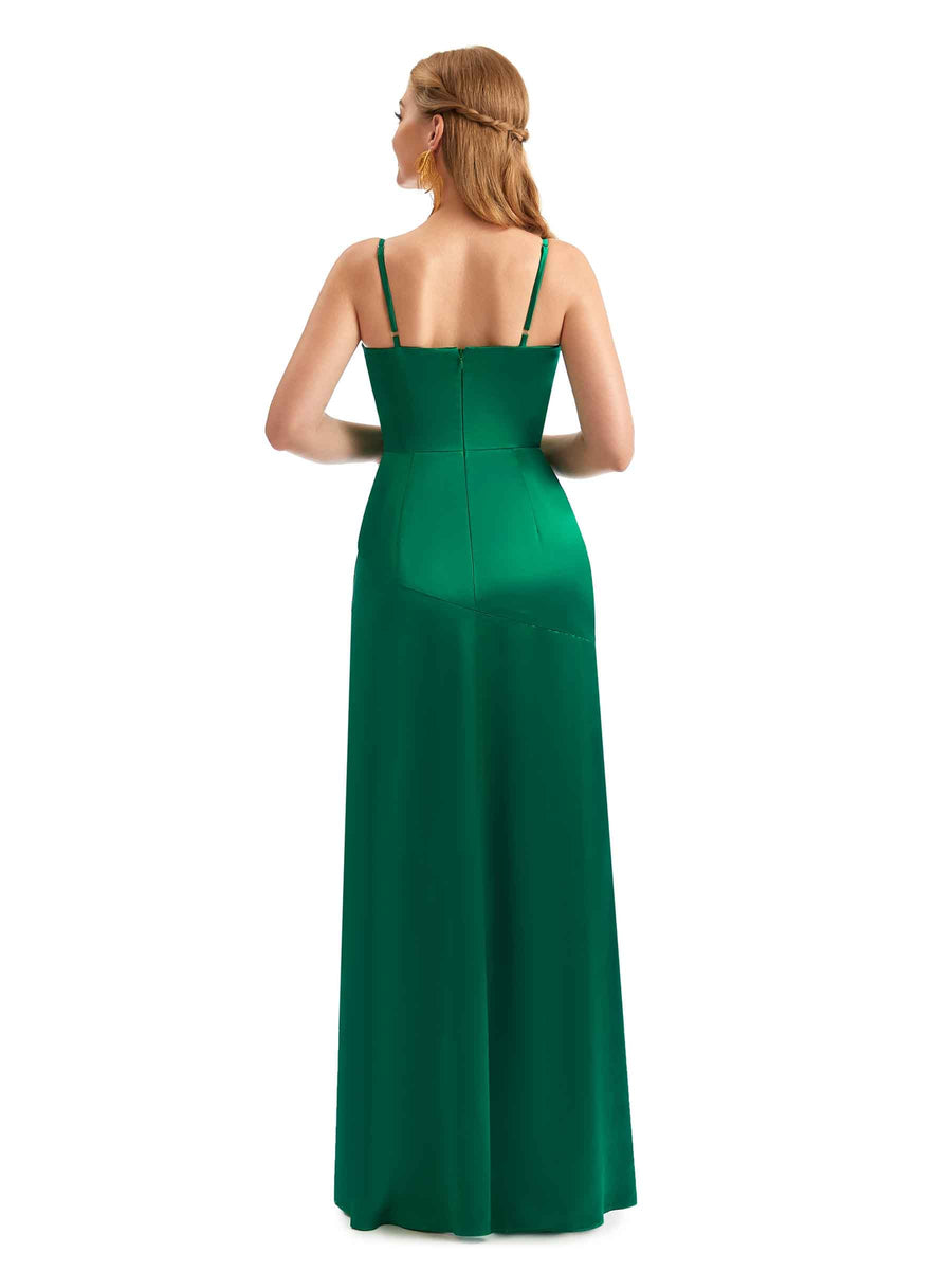 Casual Boho Scoop Cowl Neck Satin Bridesmaid Dresses