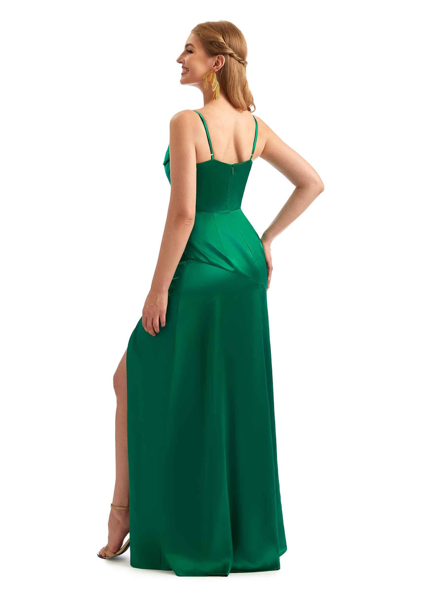 Casual Boho Scoop Cowl Neck Satin Bridesmaid Dresses