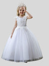 Flower Girl Dresses Sleeveless Lace Applique Fluffy Kids Evening Gowns For Wedding Party Holy Communion Dresses