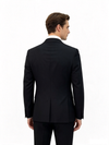 Classic 2 Piece Black Men's Suit with Regular Fit and Sophisticated Peak Lapel