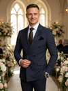 Classic 3 Piece Dark Navy Men's Suit with Regular Fit and Sophisticated Peak Lapel
