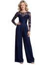 Elegant Illusion Chiffon Women's Jumpsuit For Mother Of The Bride On The Wedding