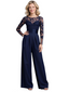 Elegant Illusion Chiffon Women's Jumpsuit For Mother Of The Bride On The Wedding