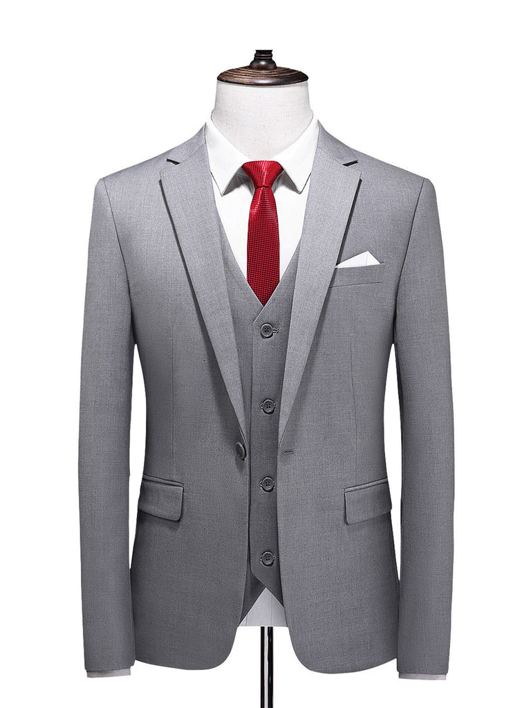 Silver Men's Casual 2 Piece Suit Notch Lapel Flat Tuxedos Set CN464