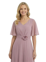ChicSew Pretty V-Neck Flutter Sleeves Mother Of The Groom Dresses Chiffon A-Line Gown With Flower