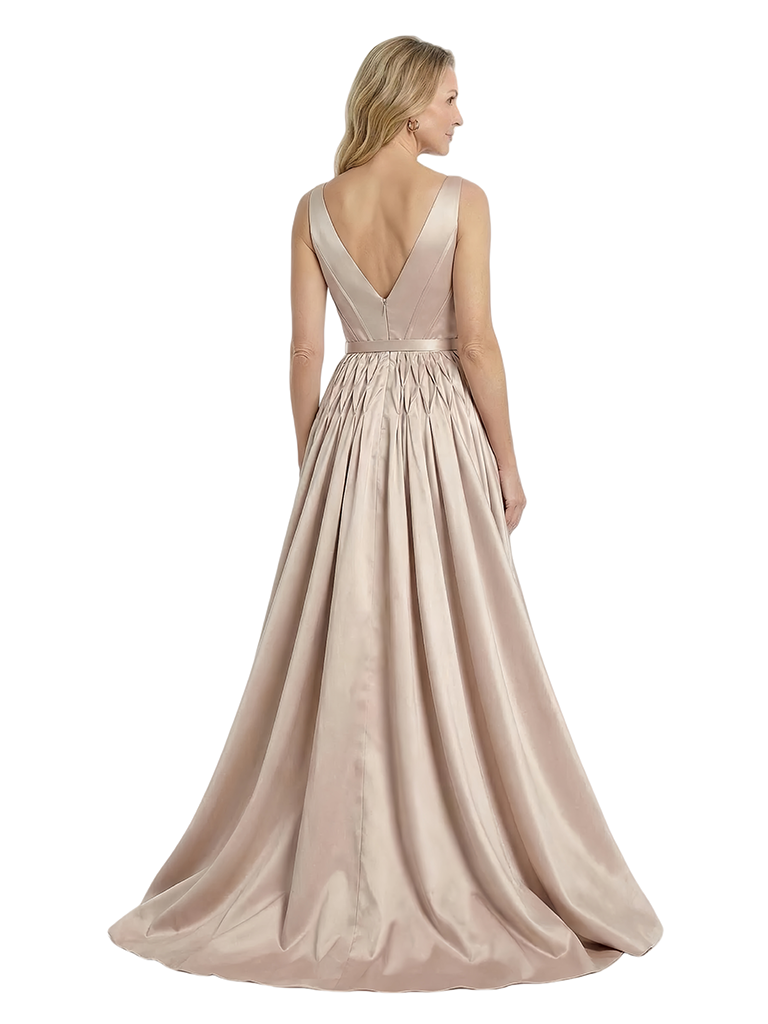 Chicsew Spaghetti Straps A-Line Floor Length Satin Slit Mother Of The Bride And Groom Dresses
