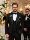Classic 1 Piece Black Men's Suit with Regular Fit and Sophisticated Peak Lapel