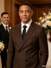 Classic 3 Piece Chocolate Men's Suit with Regular Fit and Sophisticated Peak Lapel