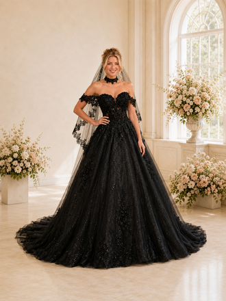 ChicSew Elegant A-line Off The Shoulder Boning Glitter Tulle Long Wedding Dresses