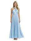 Elegant Halter Neck A-Line Floor-Length Pleat Satin Mother of the Groom Evening Dress Bow Knot