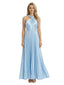 Elegant Halter Neck A-Line Floor-Length Pleat Satin Mother of the Groom Evening Dress Bow Knot
