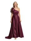 Glamorous One Shoulder Bow Detail A-line Satin Mother of The Bride Dress