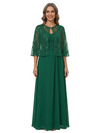 ChicSew Beaded Cape Jacket Floor Length Chiffon Two Piece Mother of the Bride Dresses