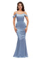 Sexy Cold Shoulder Soft Satin Mermaid Long Bridesmaid Dresses Online