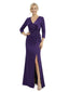 3/4 Sleeves V-Neck Satin Mother Of The Bride Dress Mermaid Maxi Gown Formal Wedding Attirermal Wedding Attire