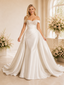 ChicSew Unique Mermaid Off The Shoulder Beading Satin Long Wedding Dresses With Overskirt