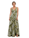 Chicsew Elegant Floral V-Neck Ruched A-Line Floor-Length Mother of The Bride Dresses