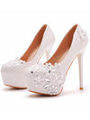 Women's Wedding Shoes Decorative Heel Wedding Heels Bridal Shoes With Beading WS0001