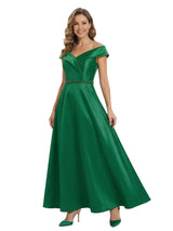 Mother Of The Groom Off Shoulder Sleeveless A-Line Soft Satin Floor-Length