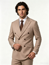 Classic 3 Piece Taupe Men's Suit with Regular Fit and Sophisticated Peak Lapel