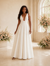 ChicSew Sexy Deep V-Neck Crepe A-Line Spaghetti Straps Floor-Length Wedding Dress