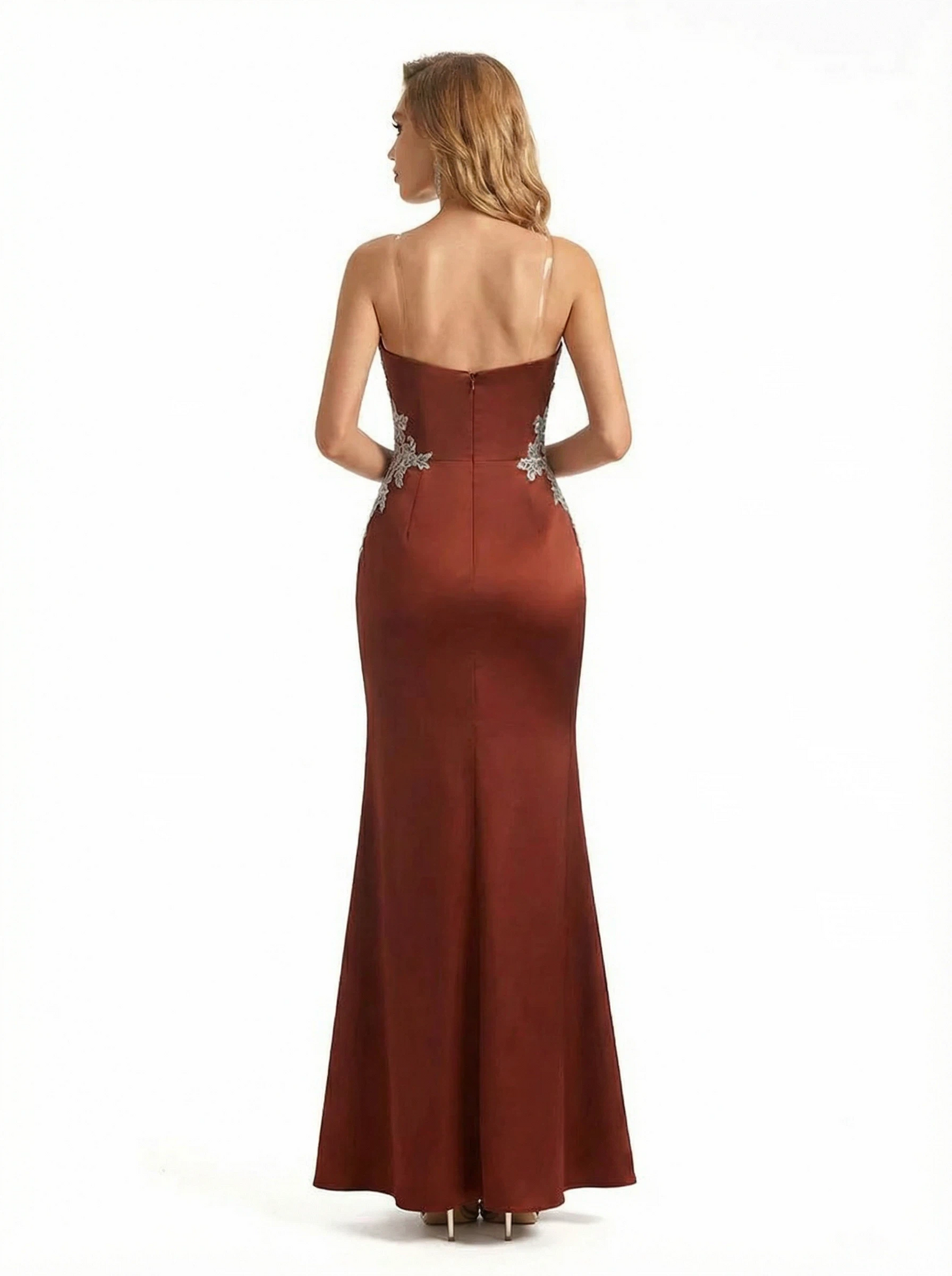 Sexy Sweetheart Lace Mermaid Silky Satin Long Formal Dresses Side Slit