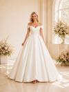 ChicSew Elegant Off The Shoulder A-line Ruched Satin Maxi Long Wedding Dresses