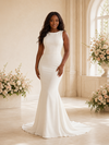ChicSew Elegant Mermaid Bateau Sleeveless Crepe Maxi Long Wedding Dress