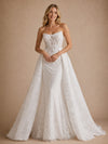 ChicSew Fancy Strapless Mermaid Lace Tulle Sleeveless Floor-Length Wedding Dresses With Overskirt