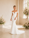 ChicSew Classy Elegant Off The Shoulder Crepe Mermaid Floor-Length Wedding Dress With Train