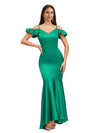 Sexy Mermaid Cold Shoulder Soft Satin Beauty Long Bridesmaid Dresses