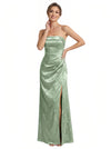 Elegant Jacquard Satin Strapless Sleeveless Mermaid Long Formal Evening Dresses