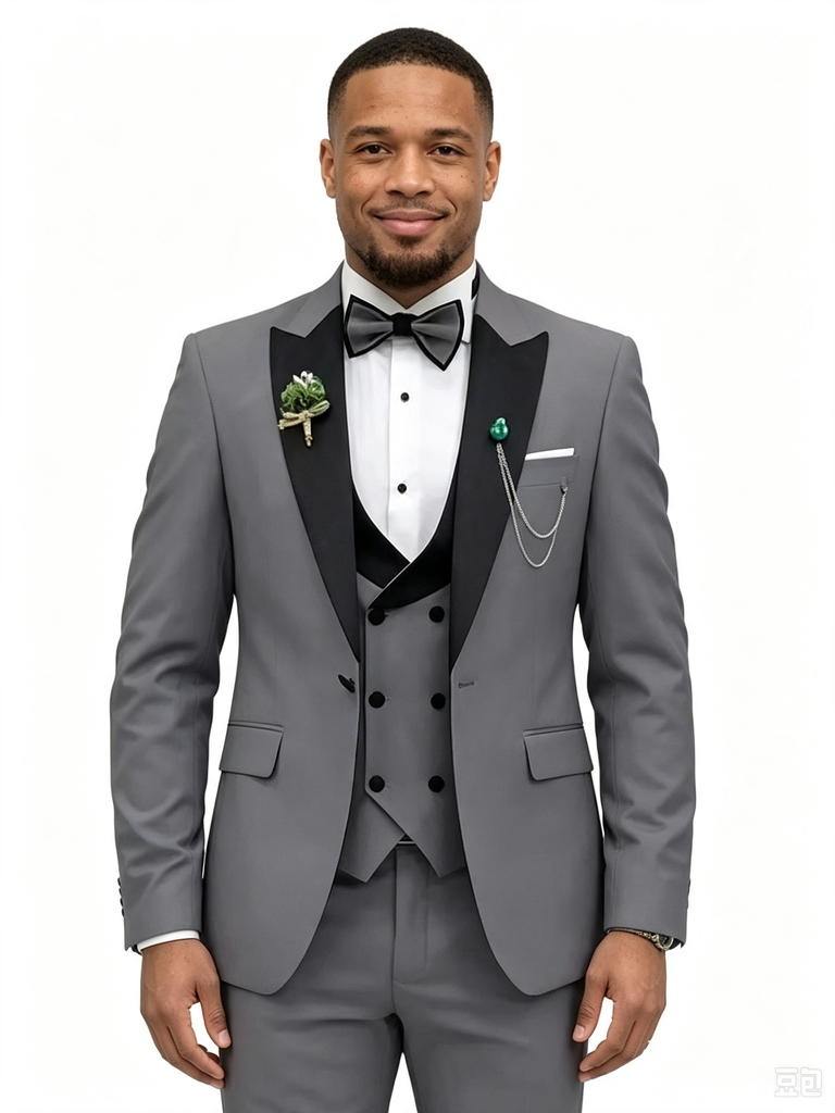 Color Blocking 2 Piece Men's Suit with Regular Fit and Sophisticated Peak Lapel