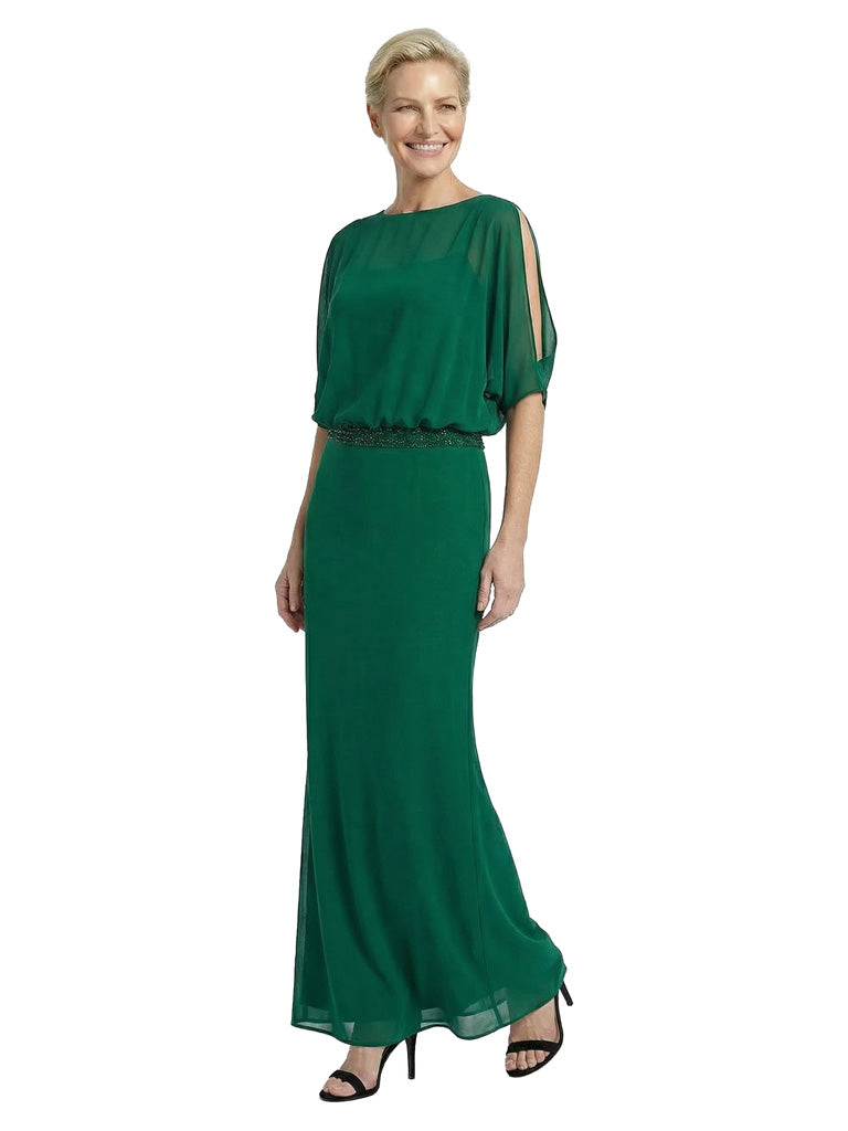 Half Shoulder Chiffon Mother Of The Groom Dress Maxi Gown Formal Wedding Attire