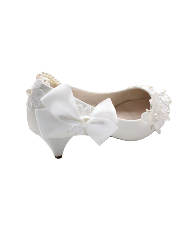 Women's Wedding Shoes Decorative Heel Wedding Heels Bridal Shoes With Beading WS0004