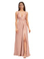 Sexy V-Neck A-Line Soft Satin Beauty Long Bridesmaid Dresses Online