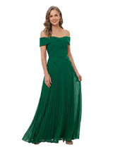 ChicSew Unique Off The Shoulder A-Line Mother Of The Groom Gown Pleated Chiffon Formal Evening Wear