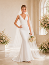 ChicSew Elegant Sleeveless V-Neck Crepe Mermaid Maxi Long Wedding Dresses