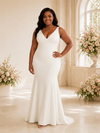 ChicSew Elegant Mermaid V-Neck Spaghetti Straps Crepe Maxi Wedding Dress
