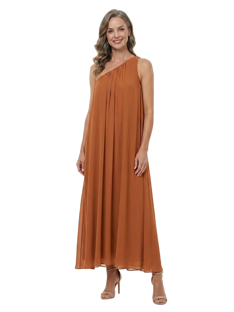 ChicSew One Shoulder Sleeveless Flowy Chiffon Ankle-Length A-Line Mother of the Bride Dress