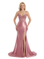 ChicSew Fancy Spaghetti Straps Sequin Boning Prom Dress Slit Satin Formal Gown